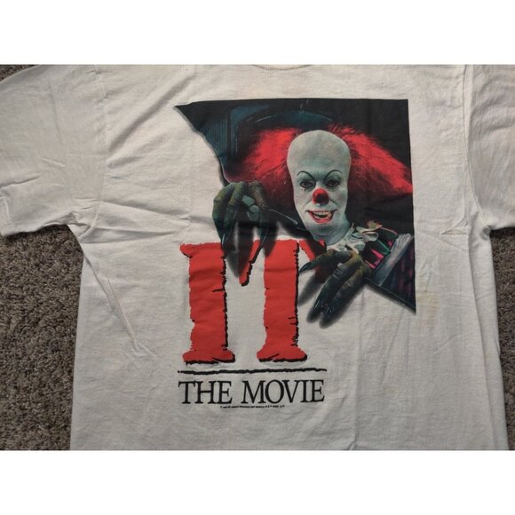 IT The Movie Shirt Adult Mens Medium White Red Evil Clown Short Sleeve - Picture 2 of 16